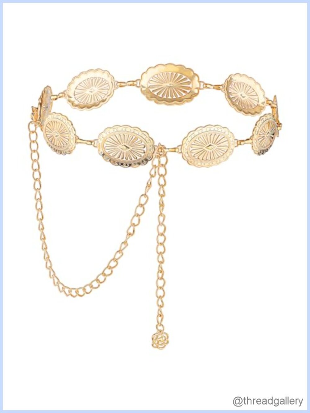 Western Concho Chain Belt Adjustable Metal Waist Chain Cowgirl Boho for Women